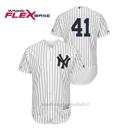 Maglia Baseball Uomo New York Yankees Miguel Andujar 150th Aniversario Patch Flex Base Bianco